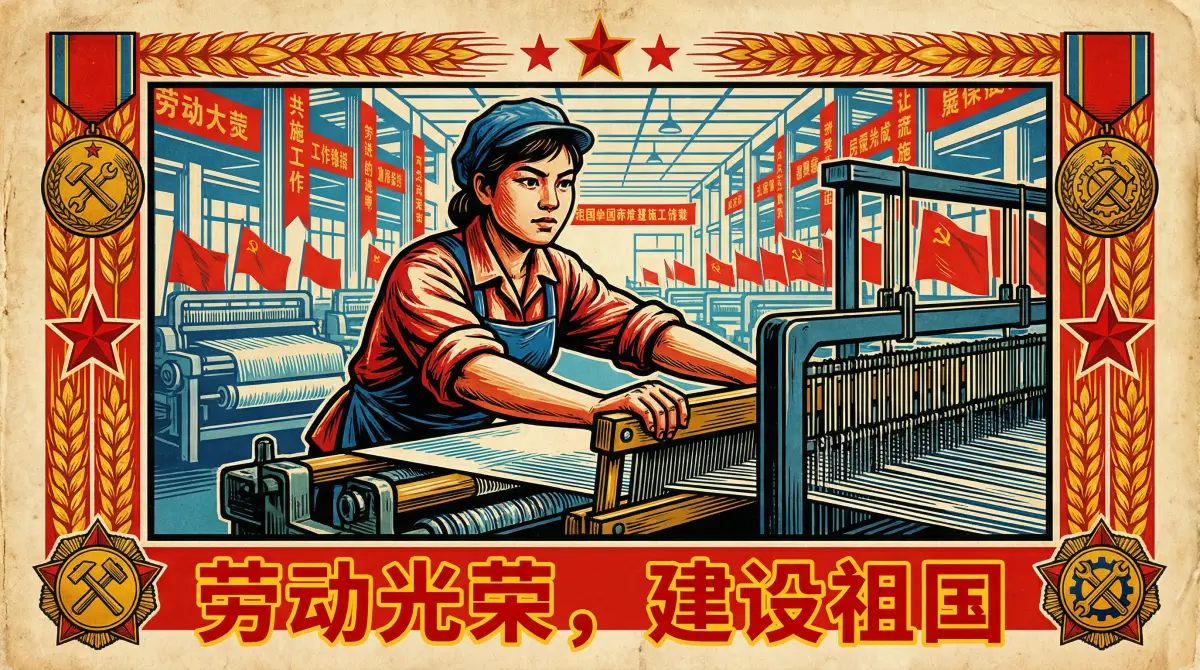 纺织女工宣传画 - 51动漫 巾帼劳模