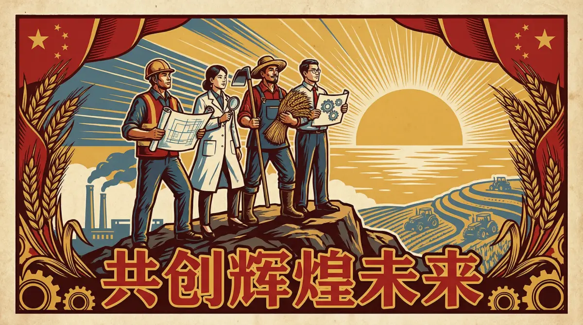 劳动者群像宣传画 - 51动漫 共创辉煌